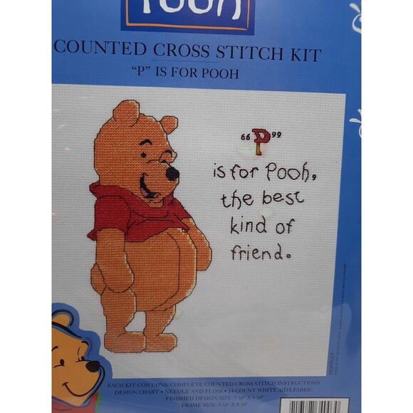 Disney Pooh Counted Cross Stitch Kit "P" Is For Pooh 34003 Friendship - Picture 2 of 5